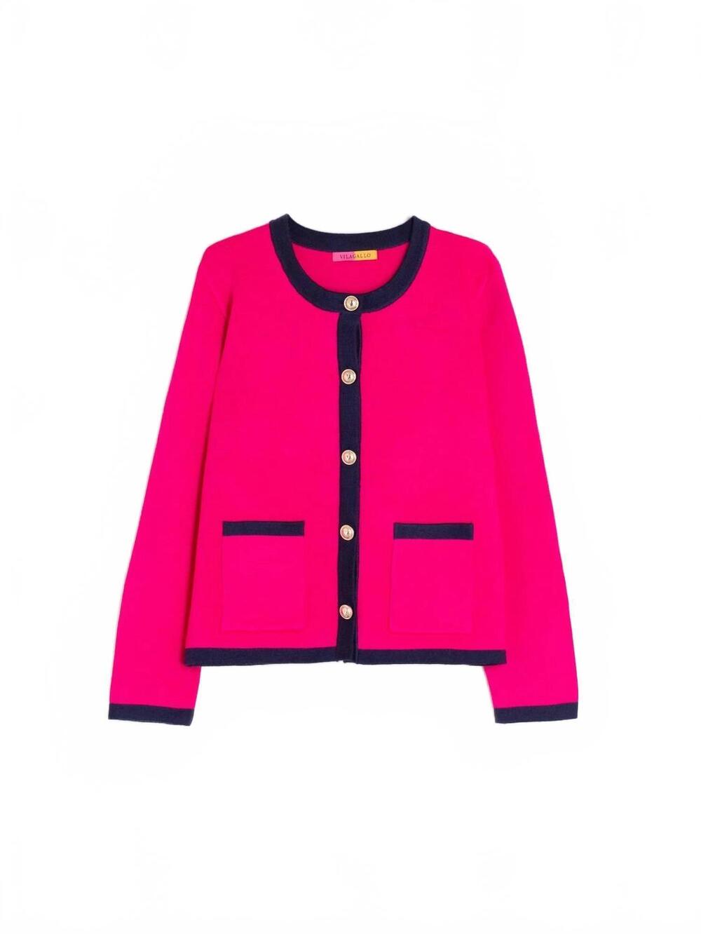 NEW VILAGALLO women's contrast trim sweaters in hot pink and navy